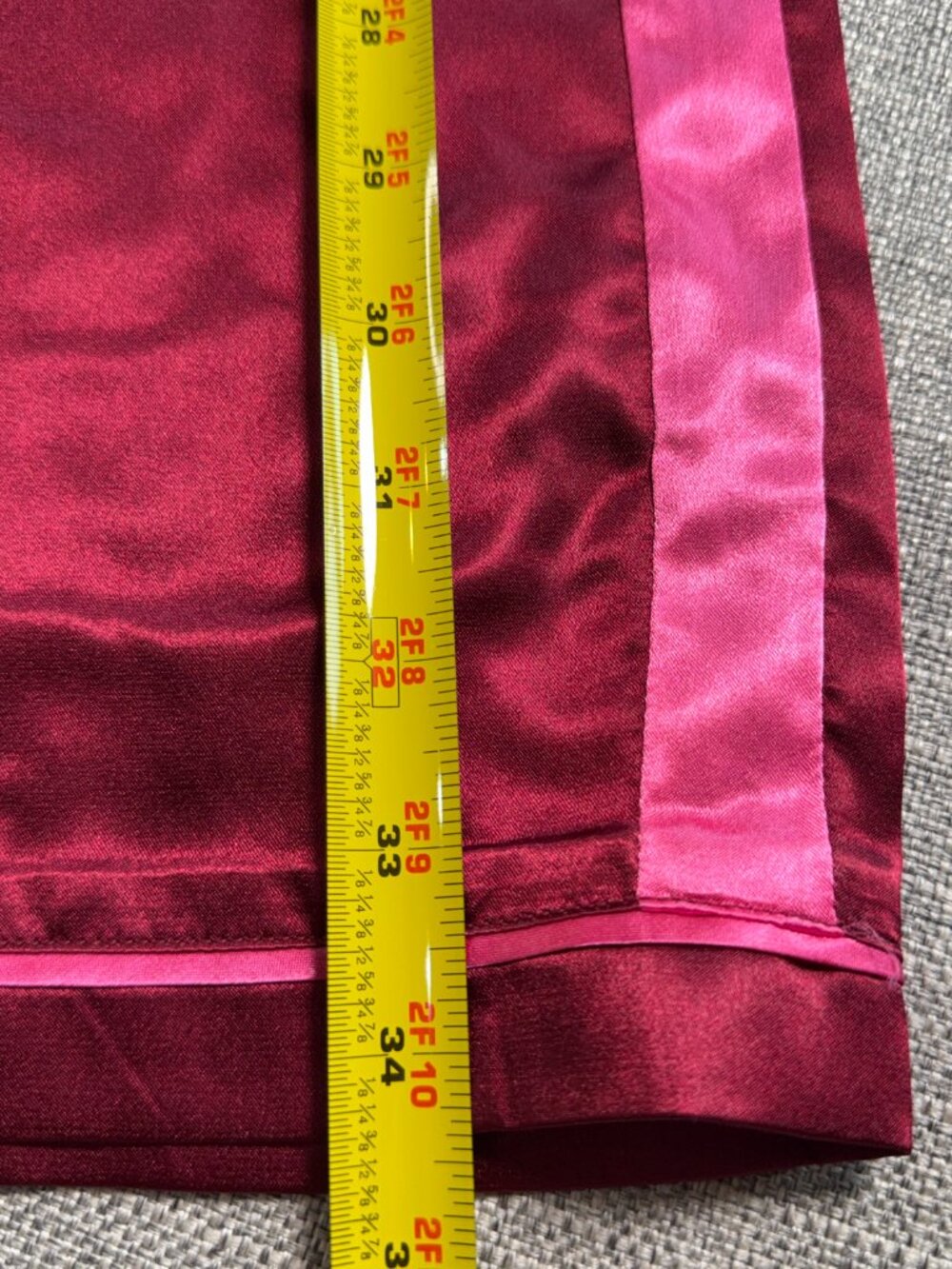 MERSEA Satin Lounge Pants XS Burgundy Pink Stripe Wide Leg Pajama Pants - Picture 4 of 7